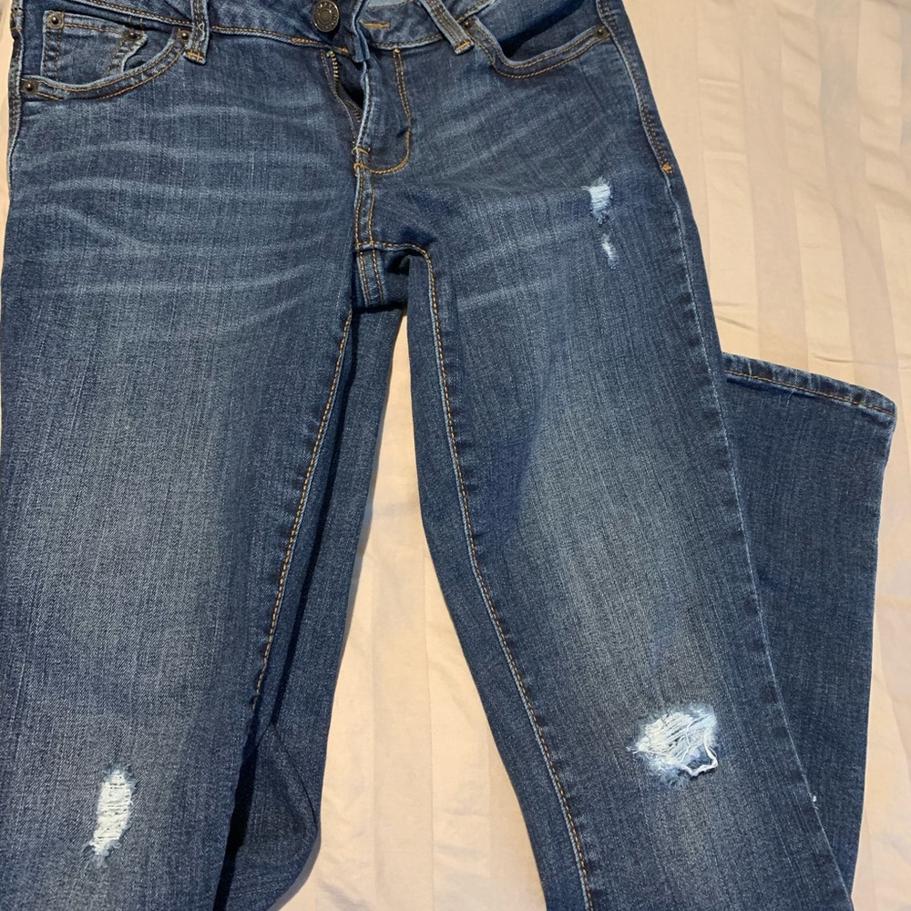 Old Navy Women's Distressed Skinny Jeans - Blue Rockstar